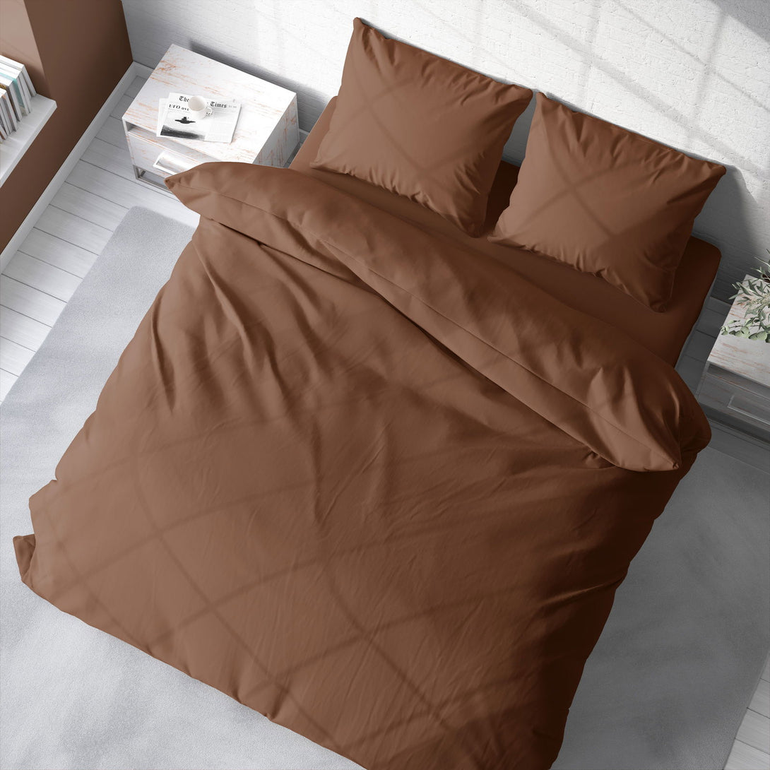 One Home Uni Bettwäsche 200x200 cm braun schoko Doppelbett Einfarbig Renforce Baumwolle