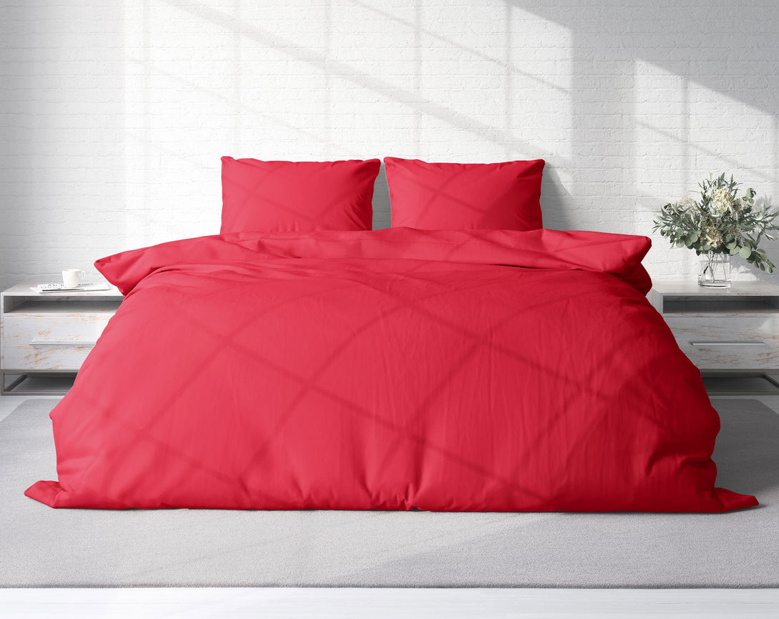 One Home Uni Bettwäsche 200x200 cm rot Doppelbett Bettbezug Einfarbig Renforce Baumwolle