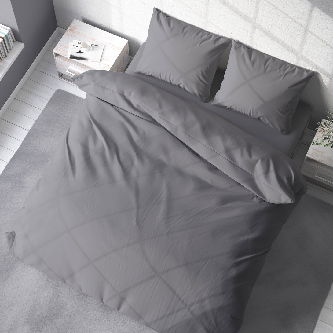 One Home Uni Bettwäsche 200x220 cm anthrazit Doppelbett Einfarbig Renforce Baumwolle