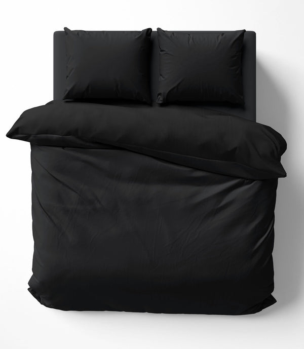 One Home Uni Bettwäsche 200x220 cm schwarz Doppelbett Einfarbig Renforce Baumwolle