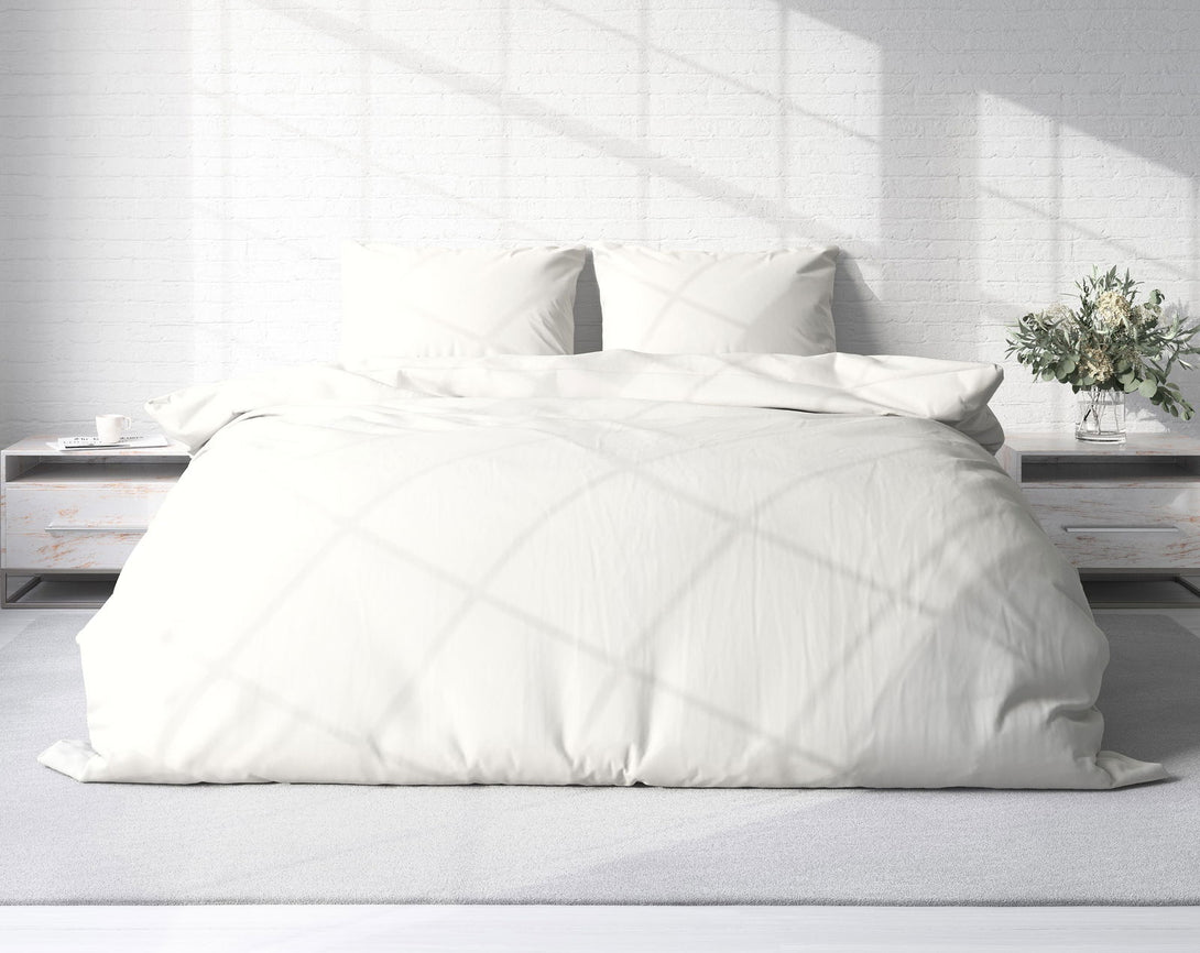 One Home Uni Bettwäsche 200x220 cm weiß Bettbezug Doppelbett Einfarbig Renforce Baumwolle