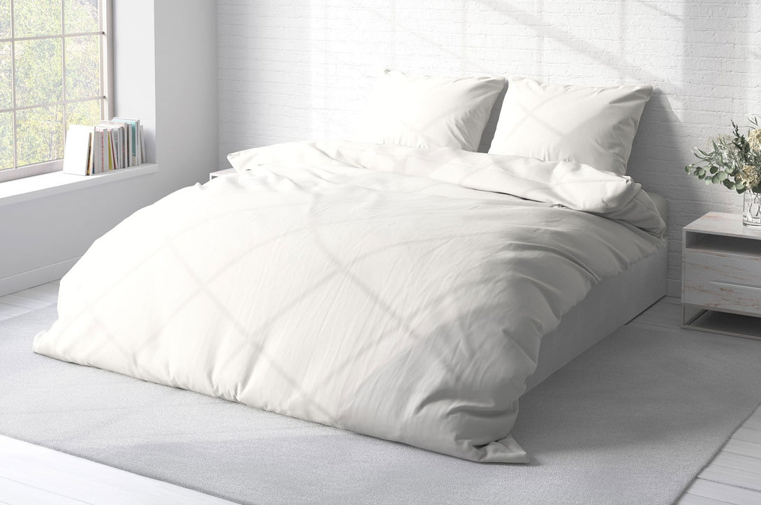 One Home Uni Bettwäsche 200x220 cm weiß Bettbezug Doppelbett Einfarbig Renforce Baumwolle
