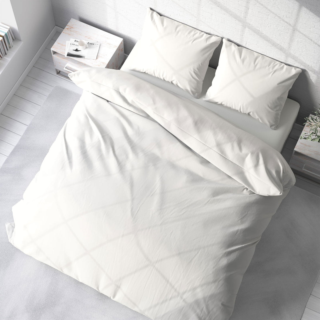 One Home Uni Bettwäsche 200x220 cm weiß Bettbezug Doppelbett Einfarbig Renforce Baumwolle