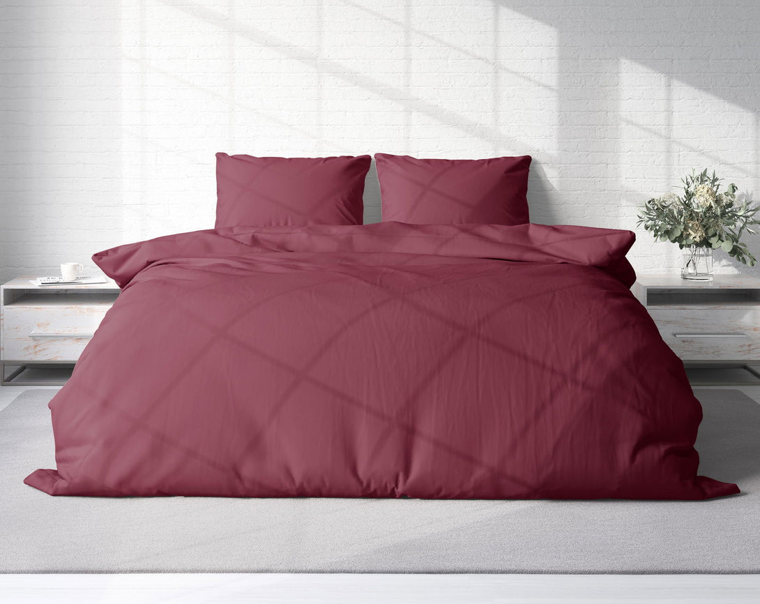 One Home Uni Bettwäsche 240x220 cm bordeaux Doppelbett Einfarbig Renforce Baumwolle