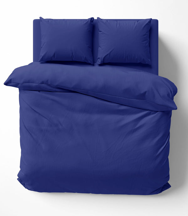 One Home Uni Bettwäsche 240x220 cm dunkelblau Doppelbett Einfarbig Renforce Baumwolle