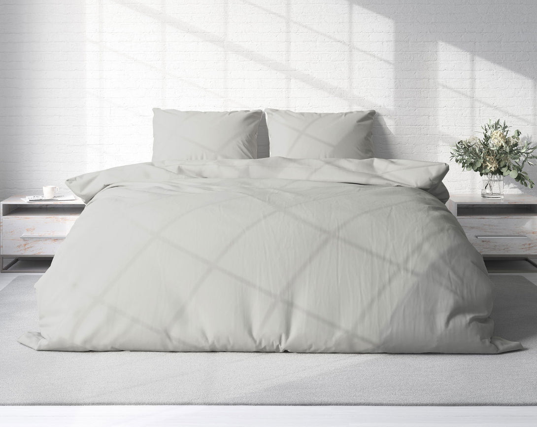 One Home Uni Bettwäsche 240x220 cm grau Bettbezug Doppelbett Einfarbig Renforce Baumwolle