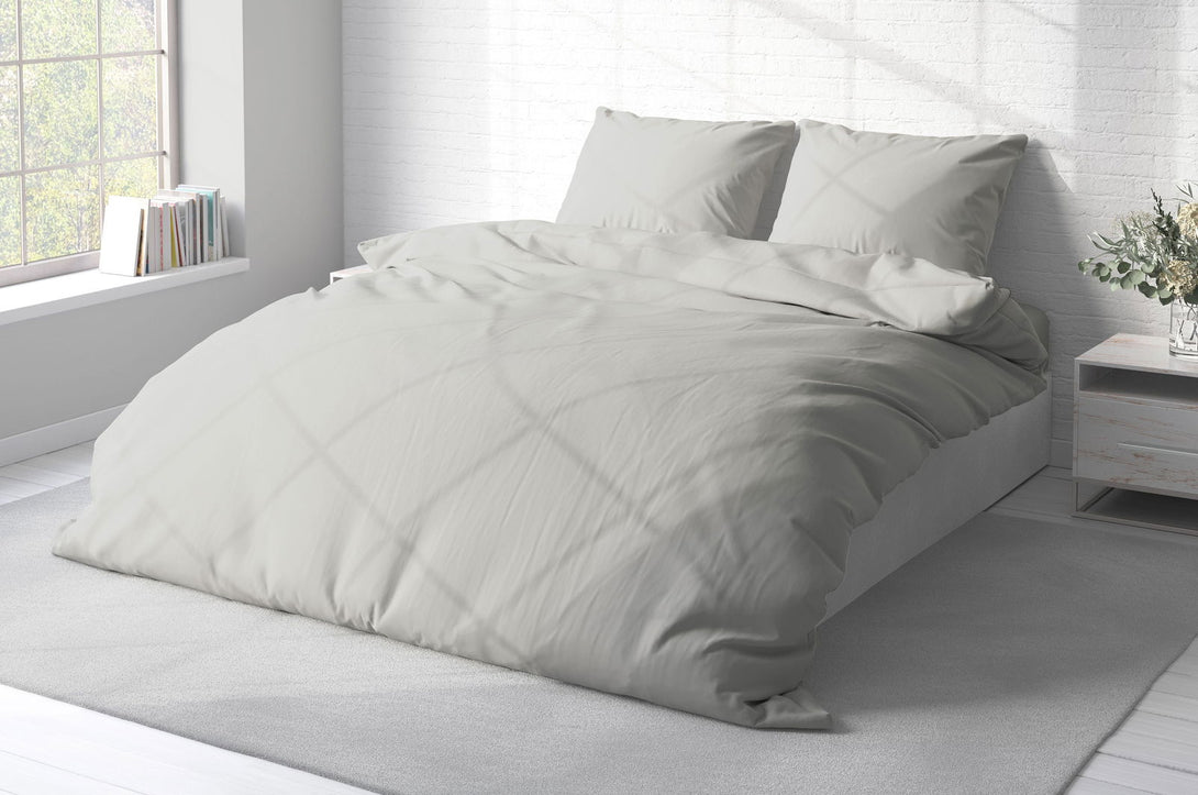 One Home Uni Bettwäsche 240x220 cm grau Bettbezug Doppelbett Einfarbig Renforce Baumwolle
