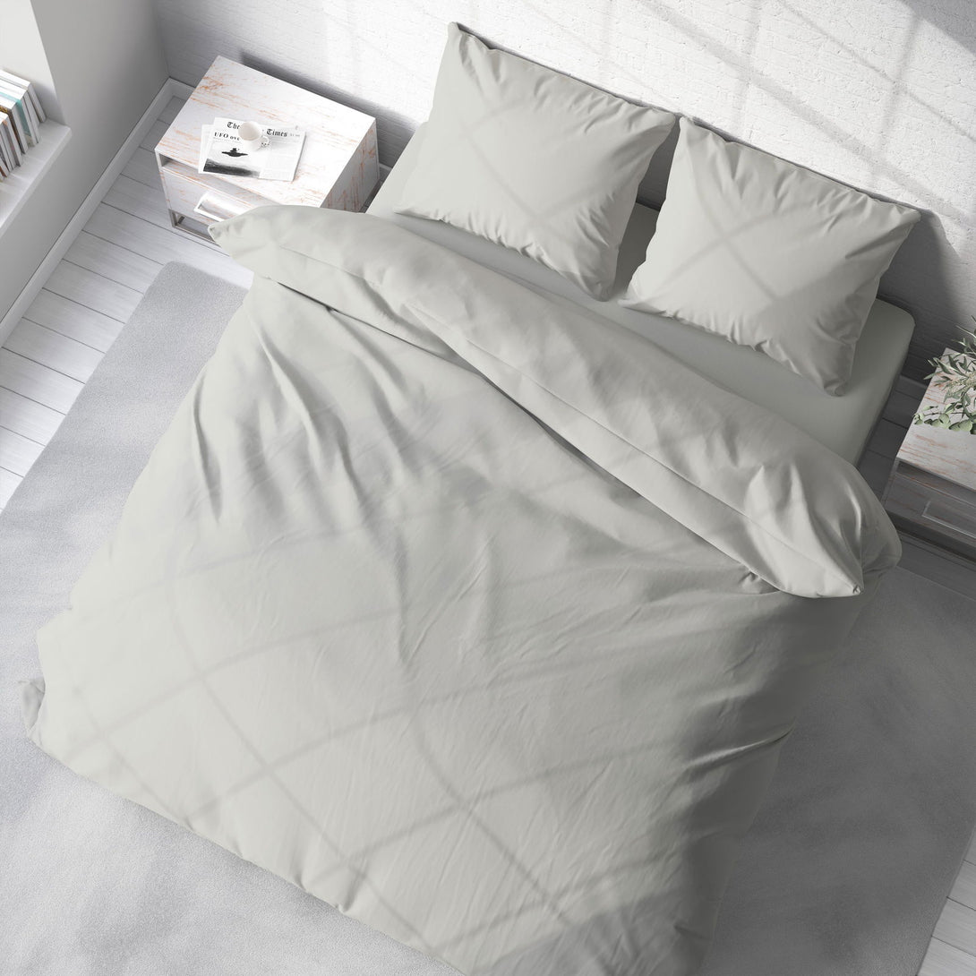 One Home Uni Bettwäsche 240x220 cm grau Bettbezug Doppelbett Einfarbig Renforce Baumwolle