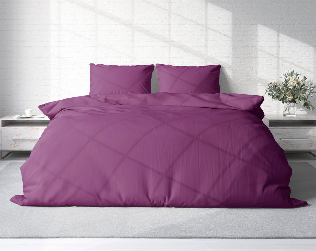 One Home Uni Bettwäsche 240x220 cm lila violett Doppelbett Einfarbig Renforce Baumwolle