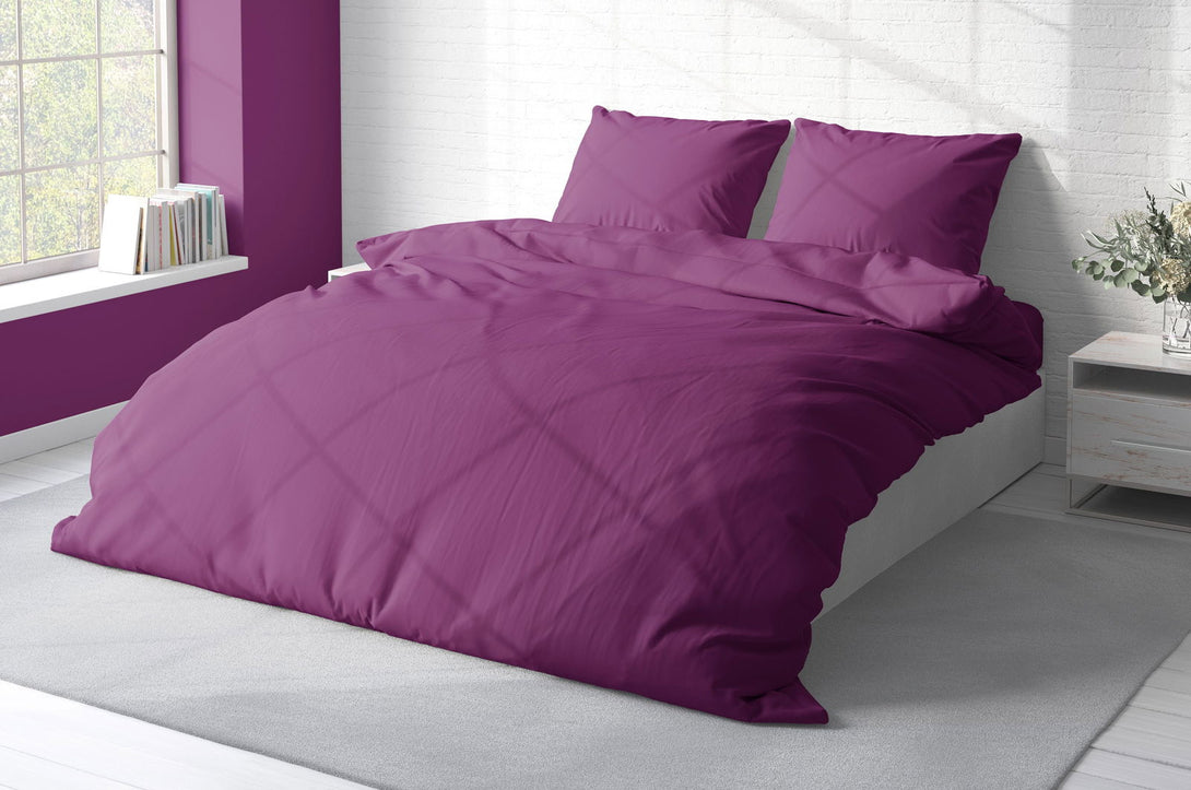 One Home Uni Bettwäsche 240x220 cm lila violett Doppelbett Einfarbig Renforce Baumwolle
