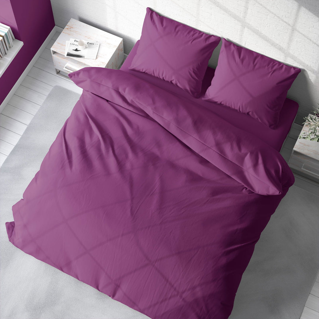 One Home Uni Bettwäsche 240x220 cm lila violett Doppelbett Einfarbig Renforce Baumwolle