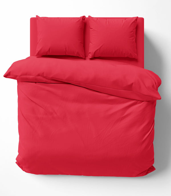 One Home Uni Bettwäsche 240x220 cm rot Doppelbett Bettbezug Einfarbig Renforce Baumwolle
