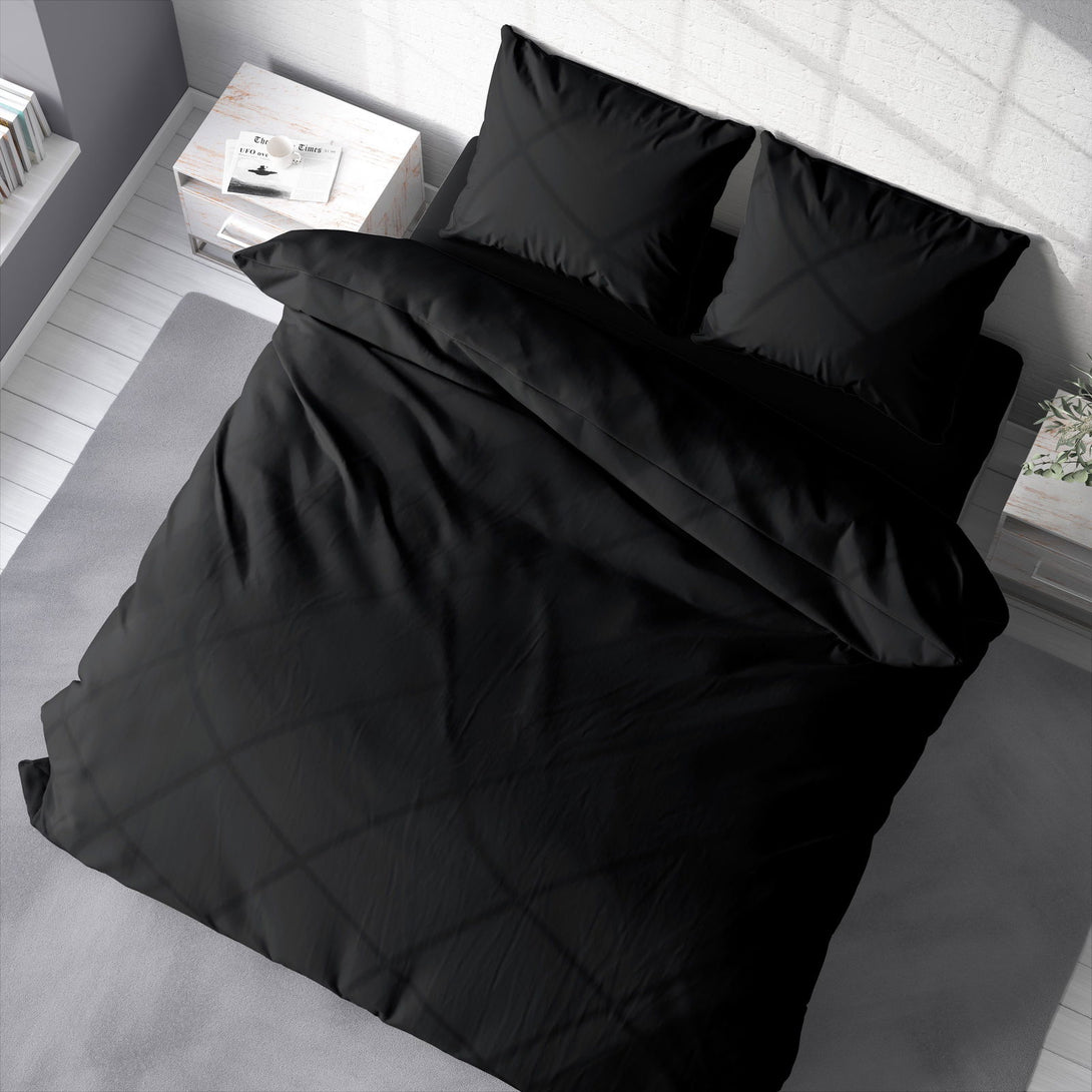 One Home Uni Bettwäsche 240x220 cm schwarz Doppelbett Einfarbig Renforce Baumwolle