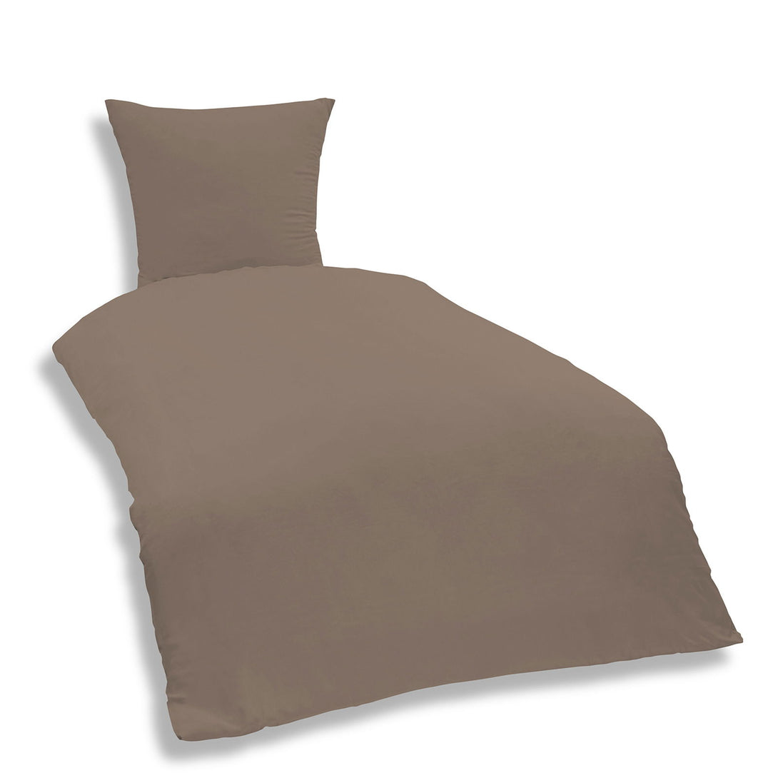 One Home Uni Bettwäsche Einfarbig Unifarben Mikrofaser Garnituren Bettbezüge Taupe