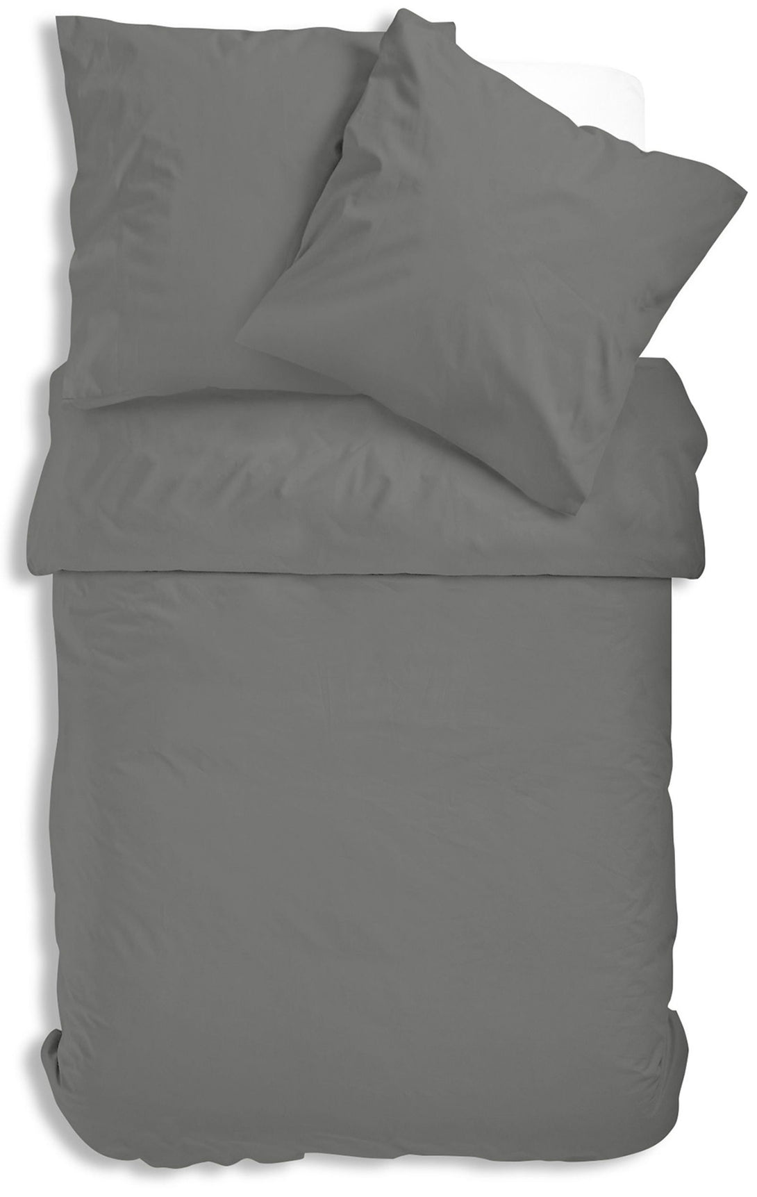 One Home Uni Renforce Bettwäsche 135x200 cm oder 155x220 cm Baumwolle mit Reißverschluss grau