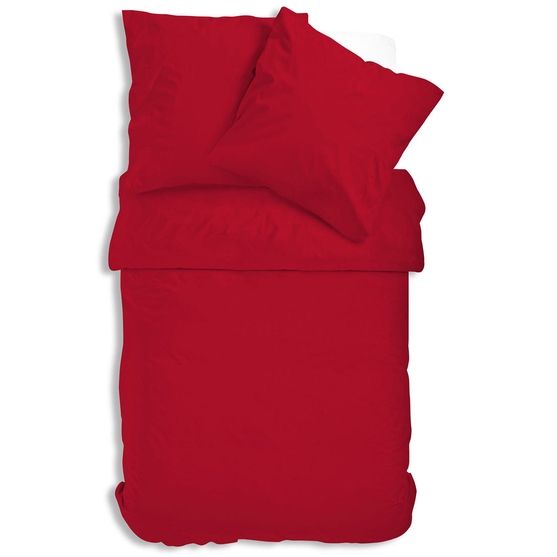 One Home Uni Renforce Bettwäsche 135x200 cm oder 155x220 cm Baumwolle mit Reißverschluss rot 135x200 cm