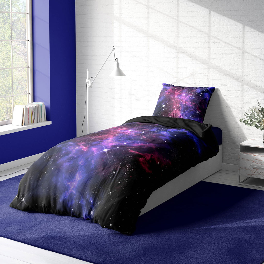 One Home Weltall Bettwäsche 135x200 cm Weltraum Galaxy Sterne Universum Microfaser