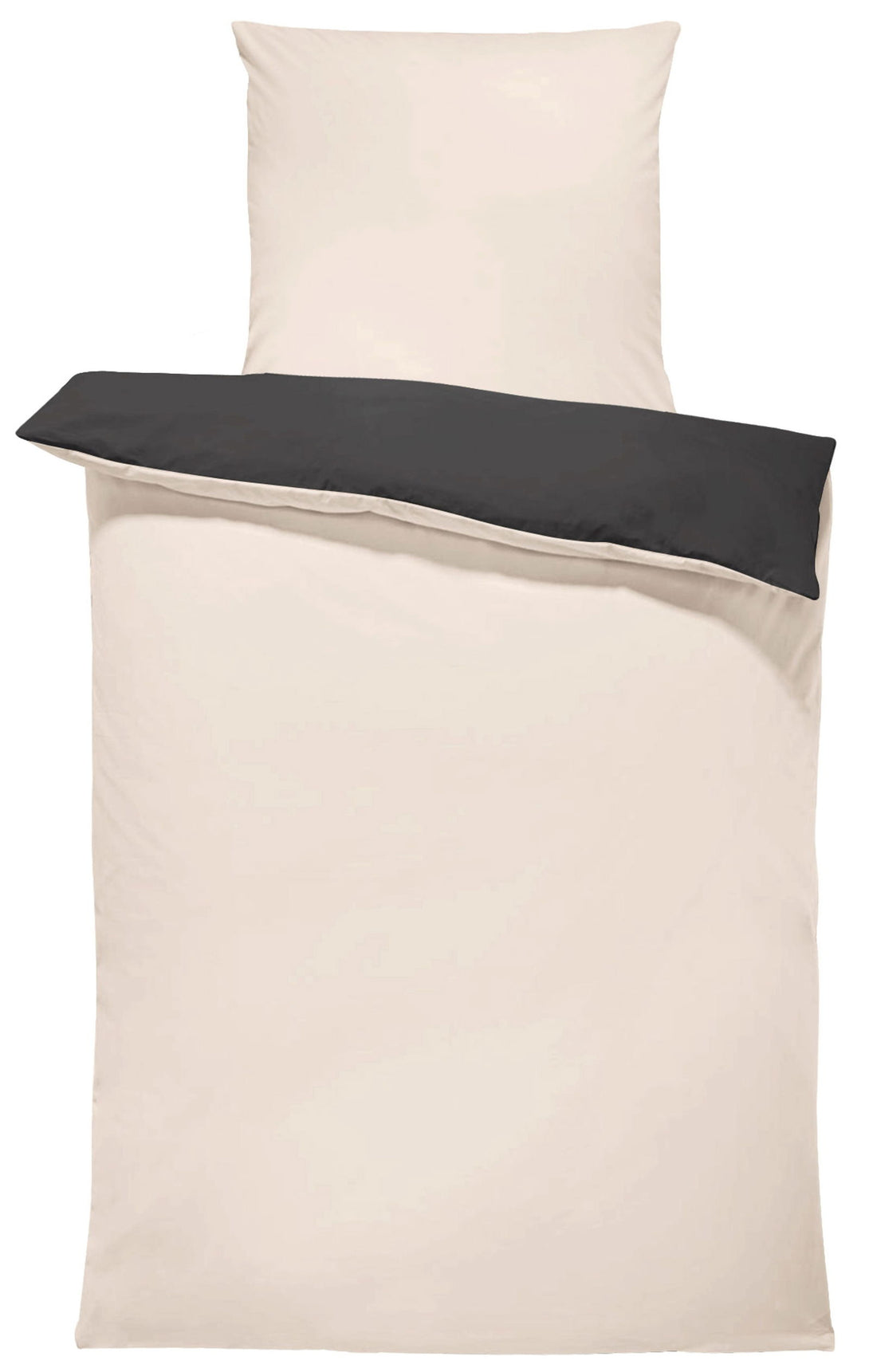 One Home Wende Bettwäsche 135x200 cm natur beige anthrazit Uni Doubleface Microfaser Set