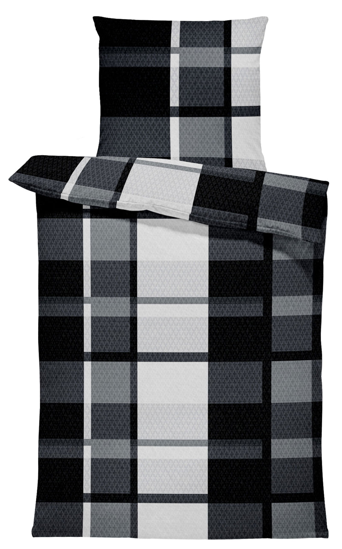 One Home Winter Bettwäsche 135x200 cm Kariert grau schwarz weiß Flausch Warme Fleece