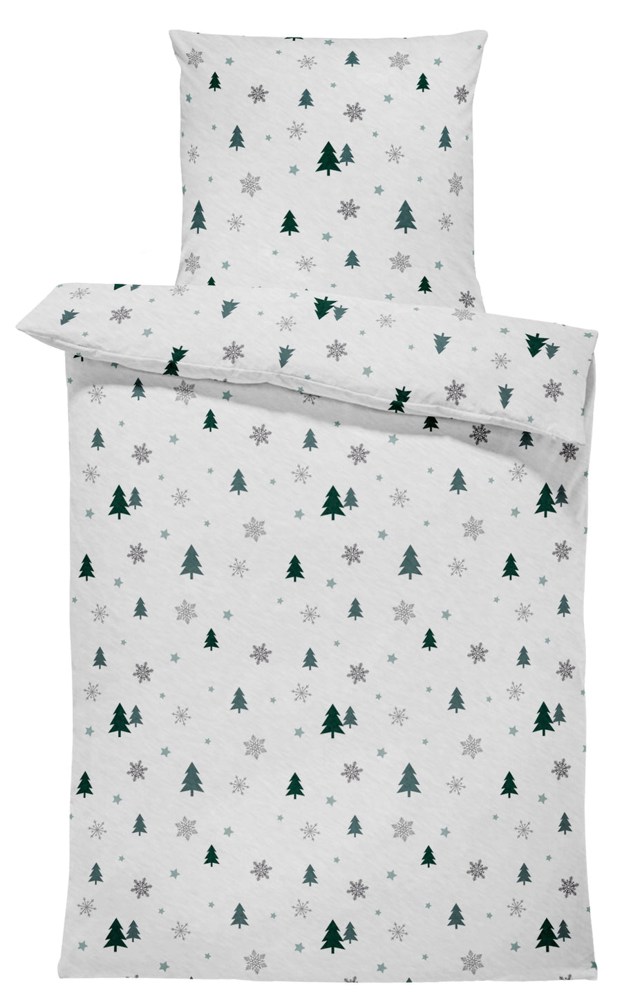 One Home Winter Bettwäsche 135x200 cm Tannenbaum Schnee Weihnachten Flausch Warme Fleece