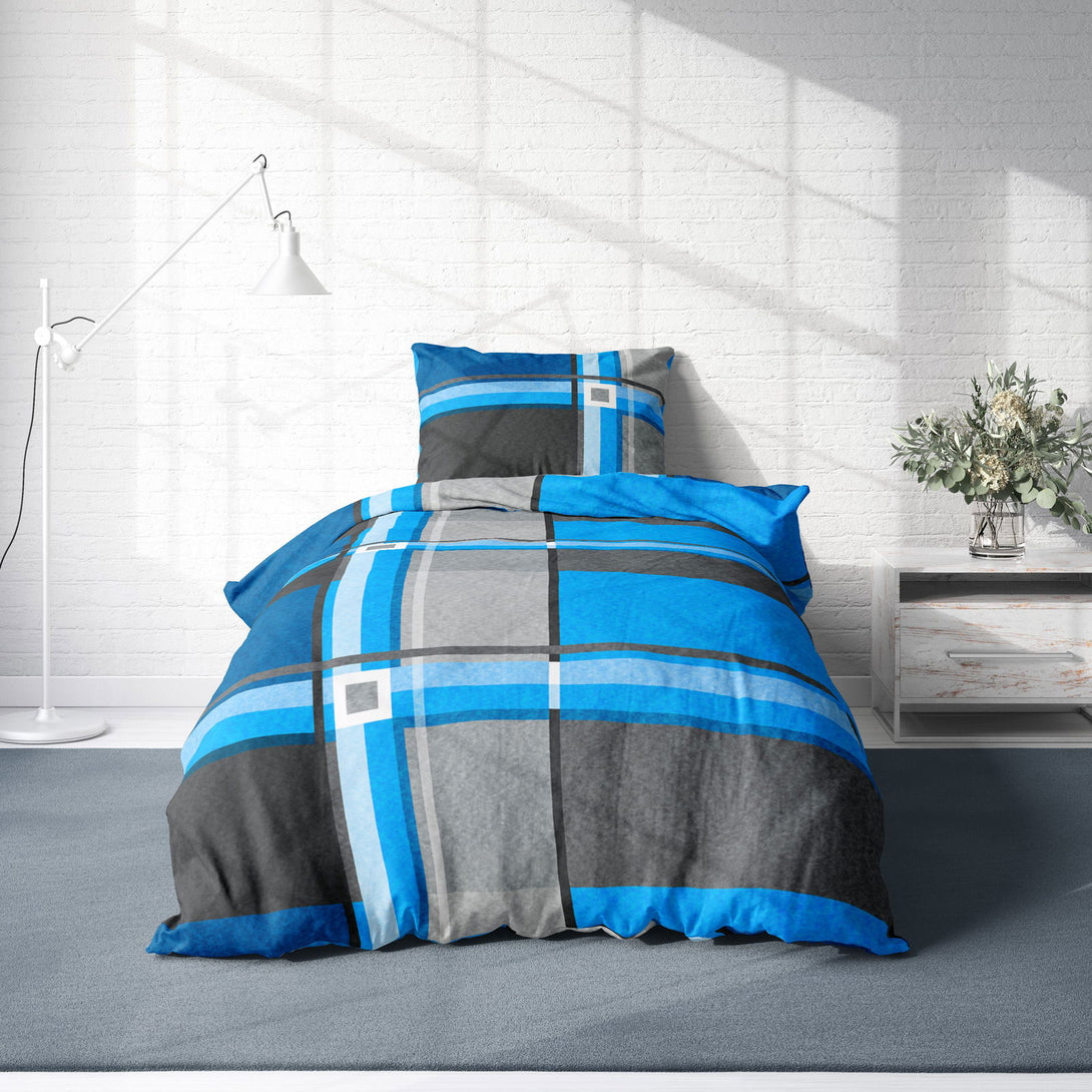One Home Winter Bettwäsche 135x200 cm anthrazit grau türkis blau Flausch Thermofleece