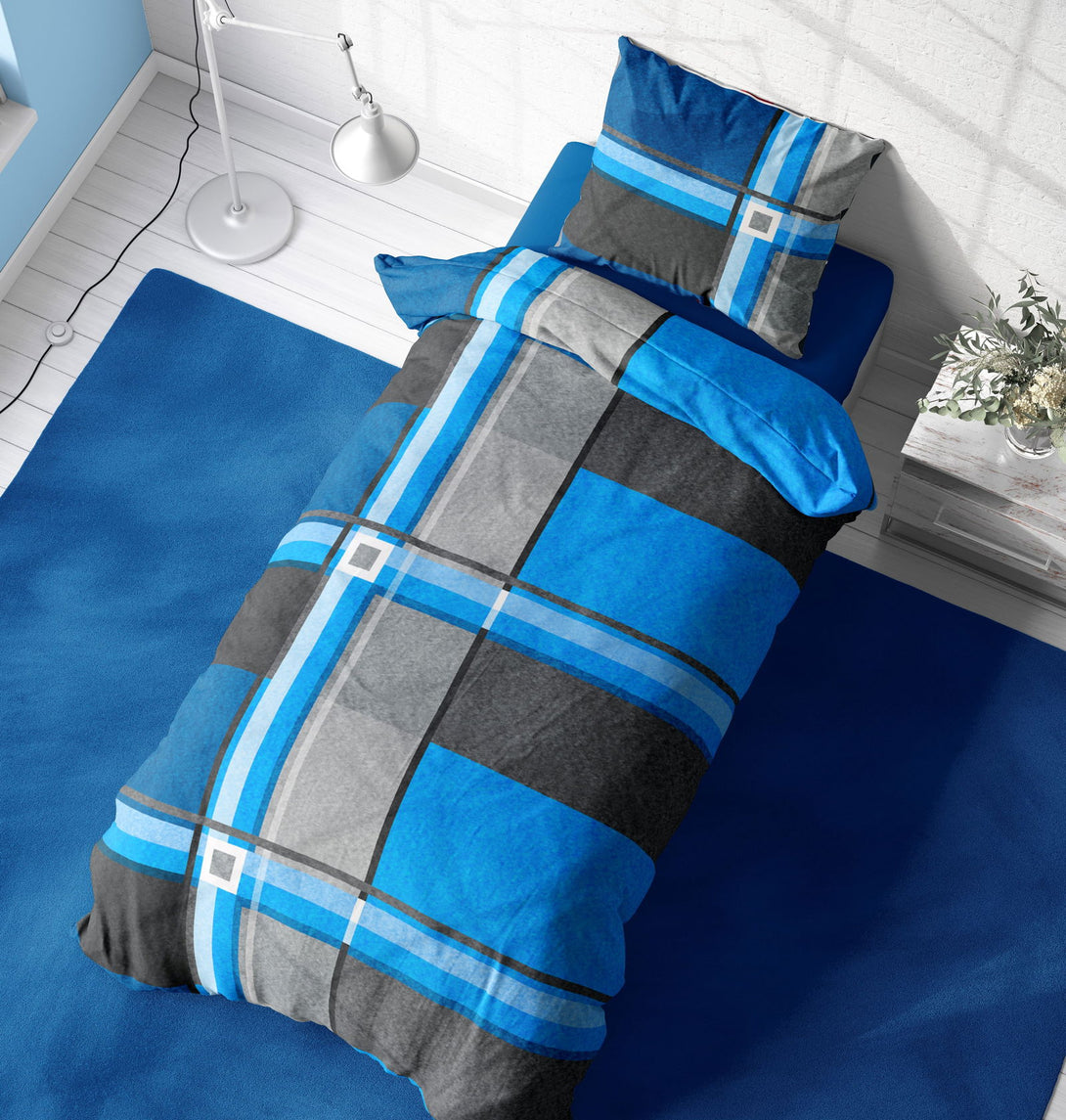 One Home Winter Bettwäsche 135x200 cm anthrazit grau türkis blau Flausch Thermofleece