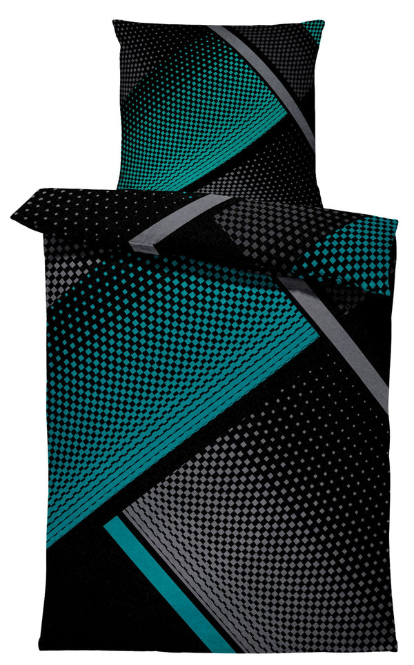 One Home Winter Bettwäsche 135x200 cm geometrisch grafisch petrol Flausch Warme Fleece