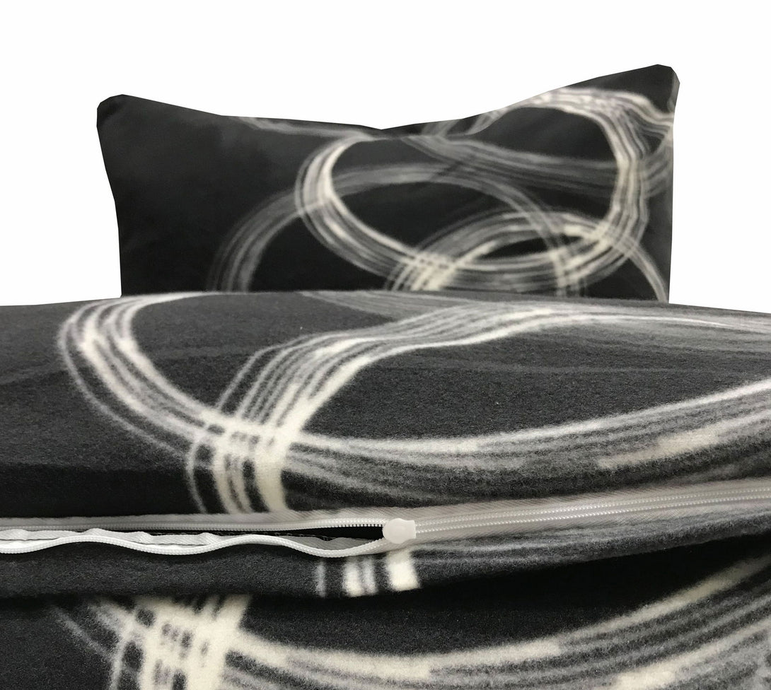 One Home Winter Bettwäsche 135x200 cm grau schwarz silber Flausch Warme Thermofleece