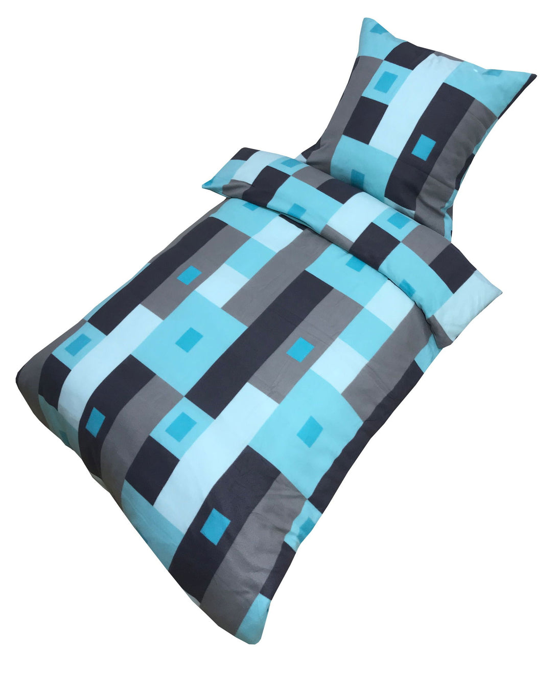 One Home Winter Bettwäsche 135x200 cm türkis anthrazit grau Flausch Warme Thermofleece