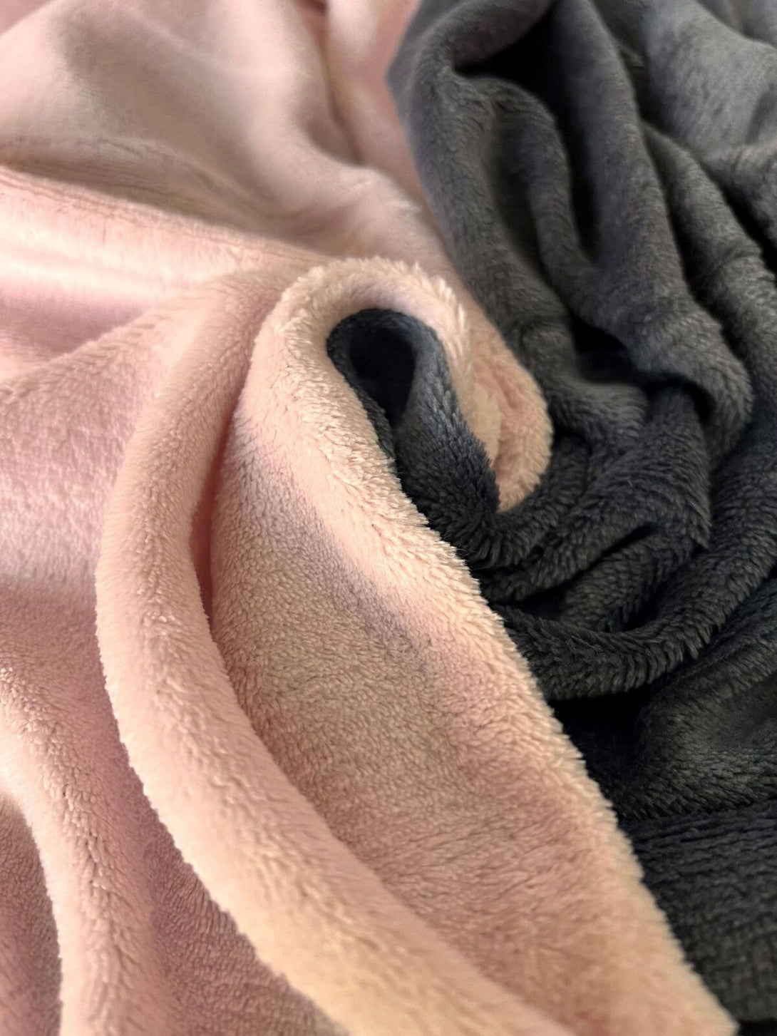One Home Winter Bettwäsche 155x200 cm Teddy Plüsch Uni rosa warm Fleece Komfortgröße
