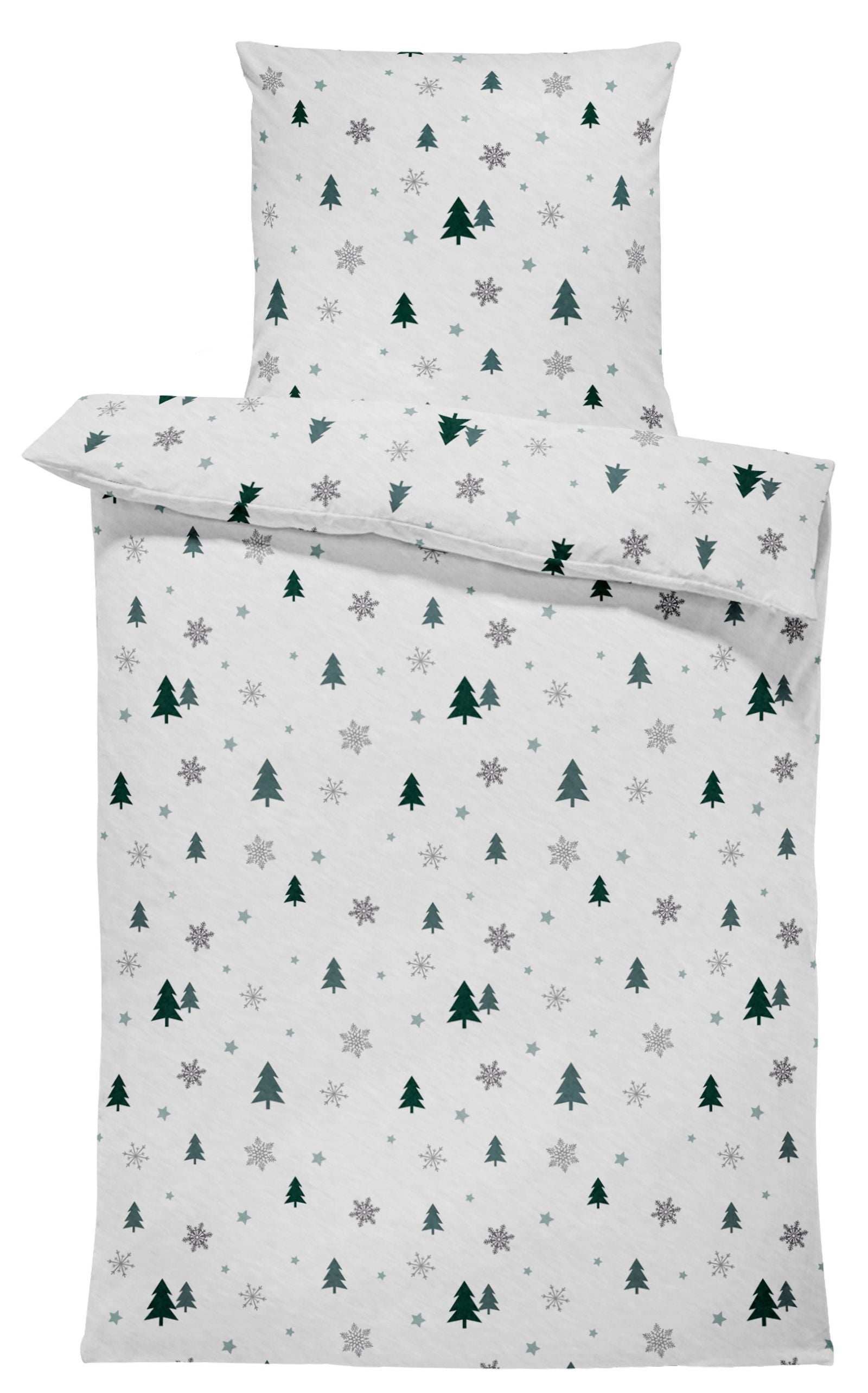 Winter Bettwäsche 155x220 cm Tannenbaum Schnee Weihnachten Flausch War