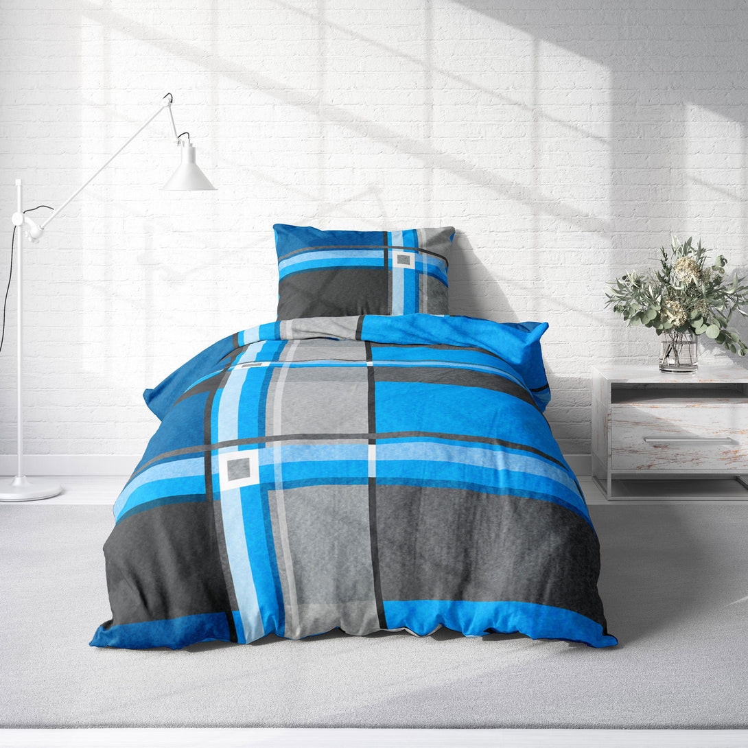 One Home Winter Bettwäsche 155x220 cm anthrazit grau türkis blau Flausch Warme Fleece