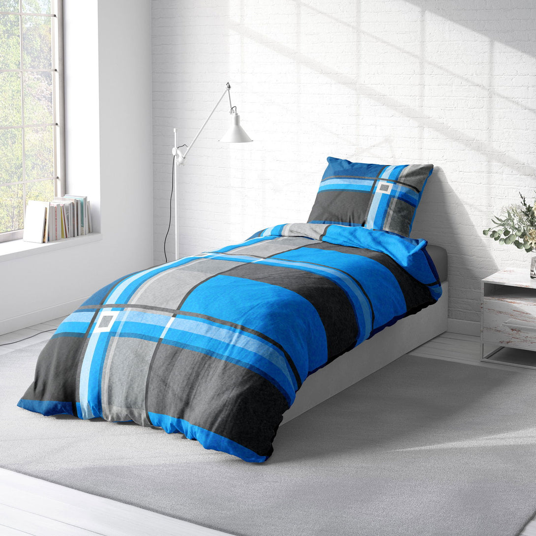 One Home Winter Bettwäsche 155x220 cm anthrazit grau türkis blau Flausch Warme Fleece