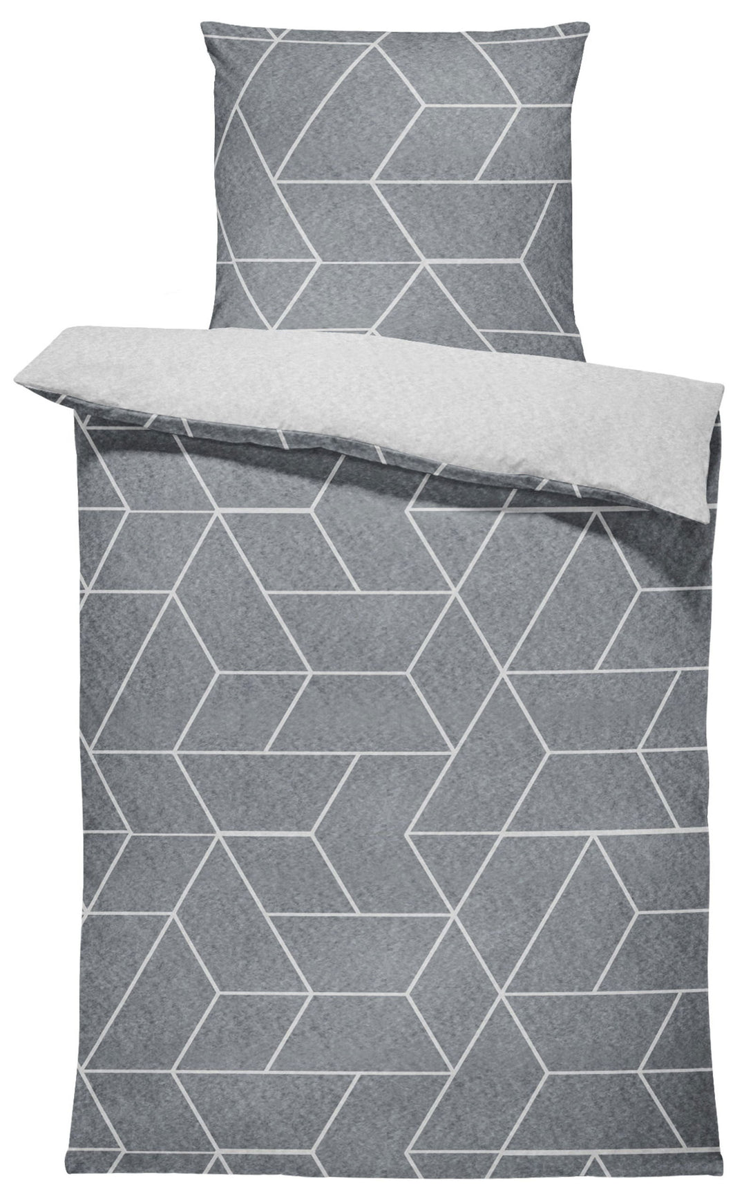 One Home Winter Bettwäsche 155x220 cm geometrisch grau anthrazit Flausch Warme Fleece