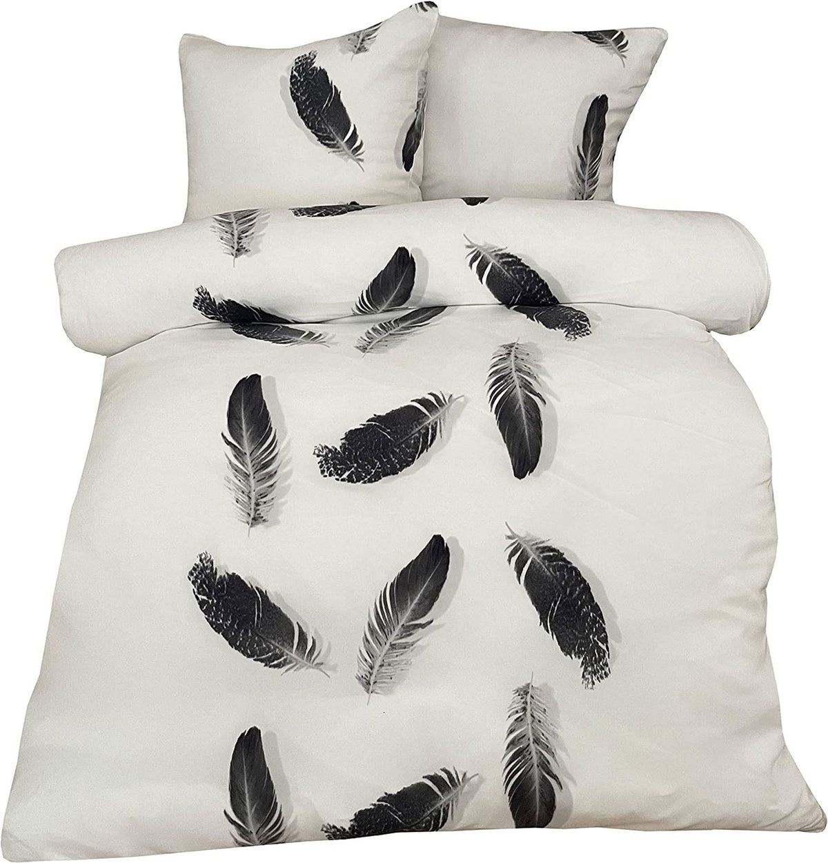 Winter Bettwäsche 200x200 cm Feder weiß schwarz Flausch Thermofleece D