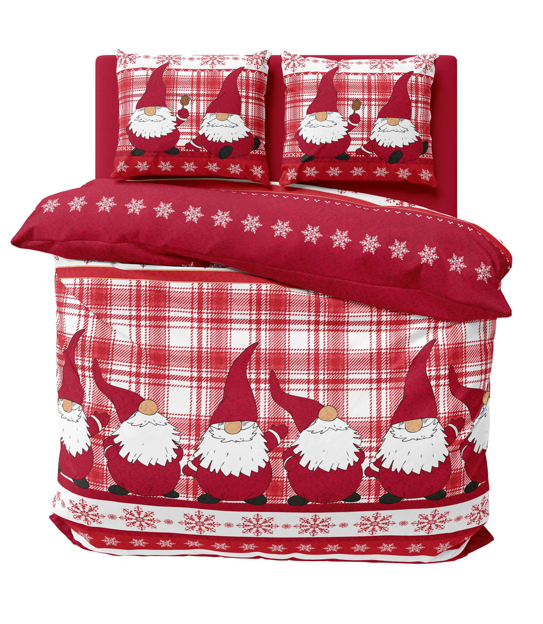 Winter Bettwäsche 200x200 cm Wichtel Weihnachten rot weiß Flausch Warm