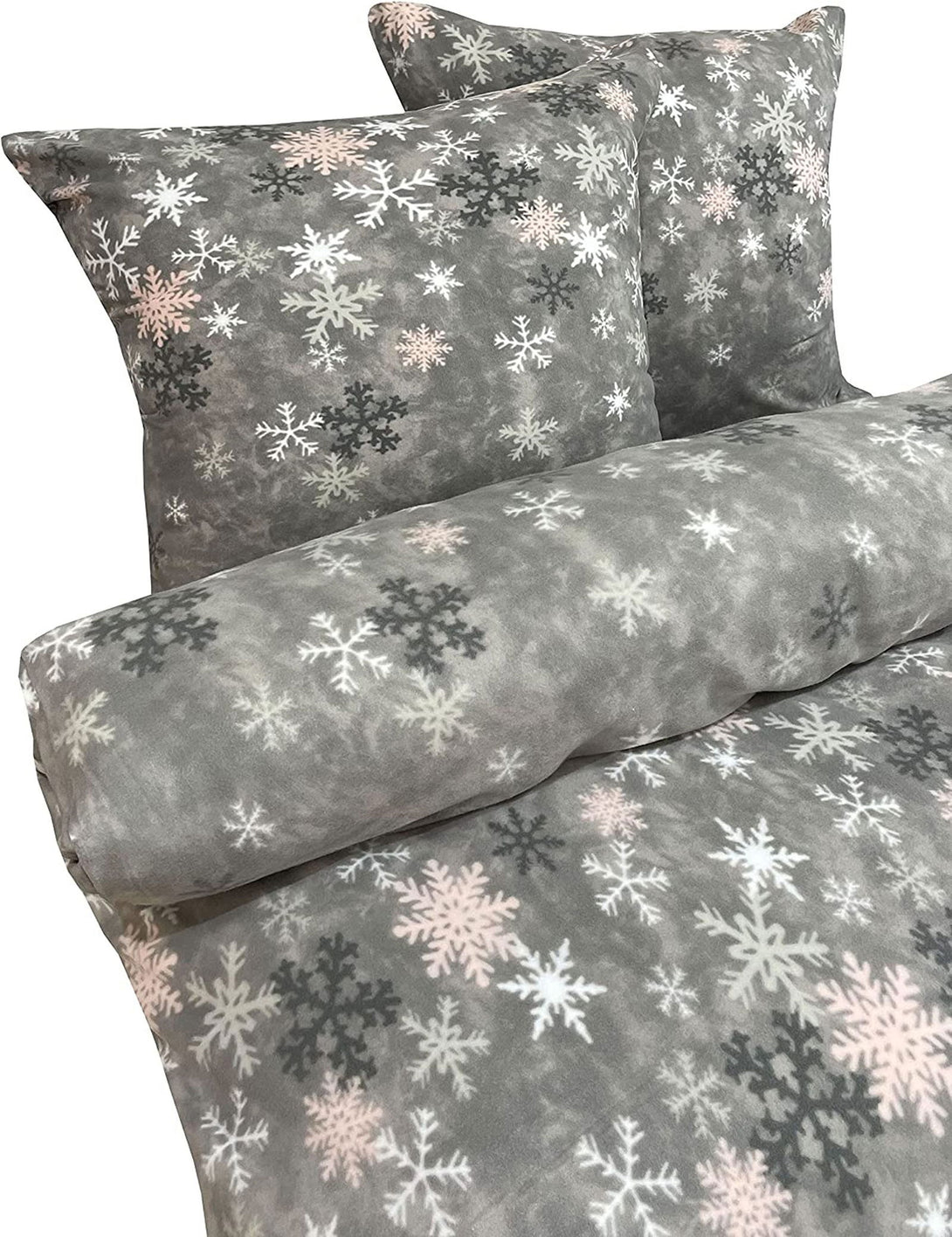 One Home Winter Bettwäsche 200x220 cm Kristall Schnee grau Warme Flausch Thermofleece