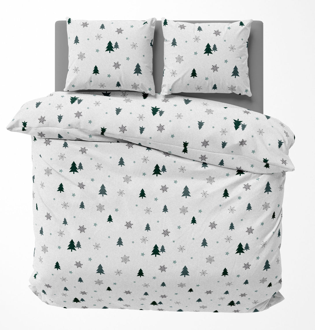Winter Bettwäsche 200x220 cm Tannenbaum Schnee Weihnachten Flausch War