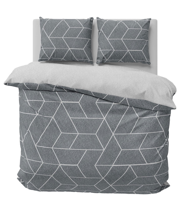 One Home Winter Bettwäsche 200x220 cm geometrisch grau anthrazit Flausch Warme Fleece