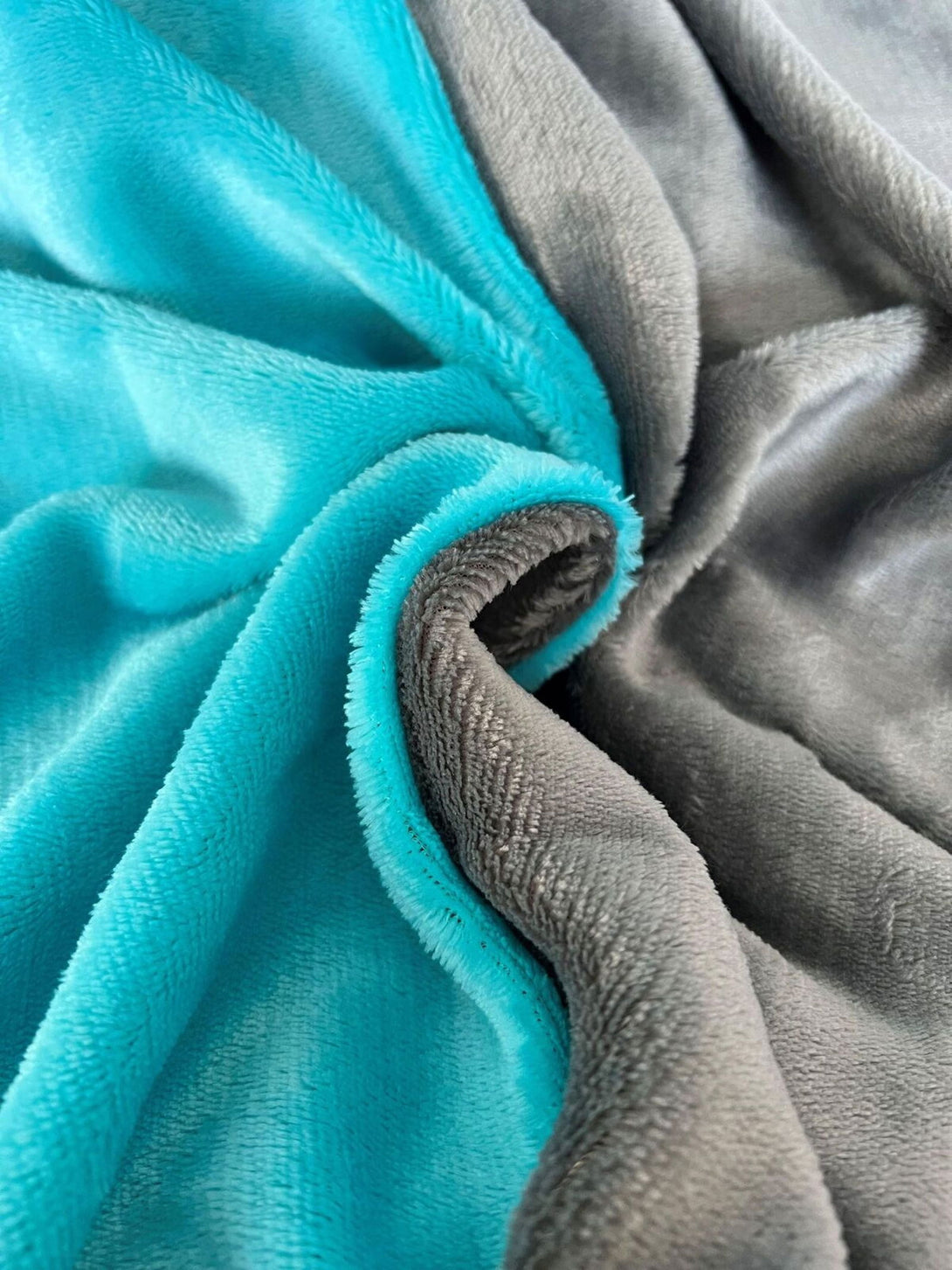 One Home Winter Bettwäsche 240x220 cm Teddy Plüsch Uni petrol warm Fleece Doppelbett