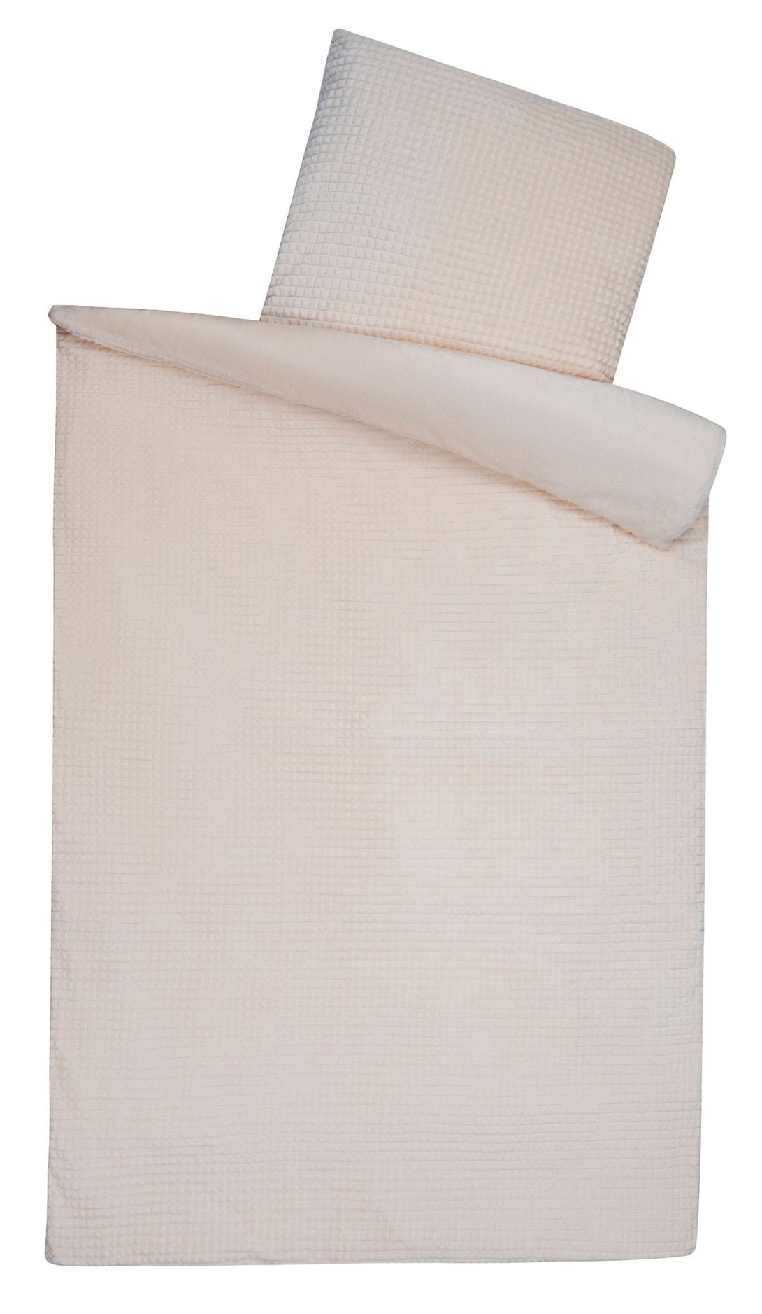 One Home Winter Bettwäsche Karo Cord Optik Teddy Plüsch Nicki Warme Fleece Cashmere Touch Beige 135x200 cm