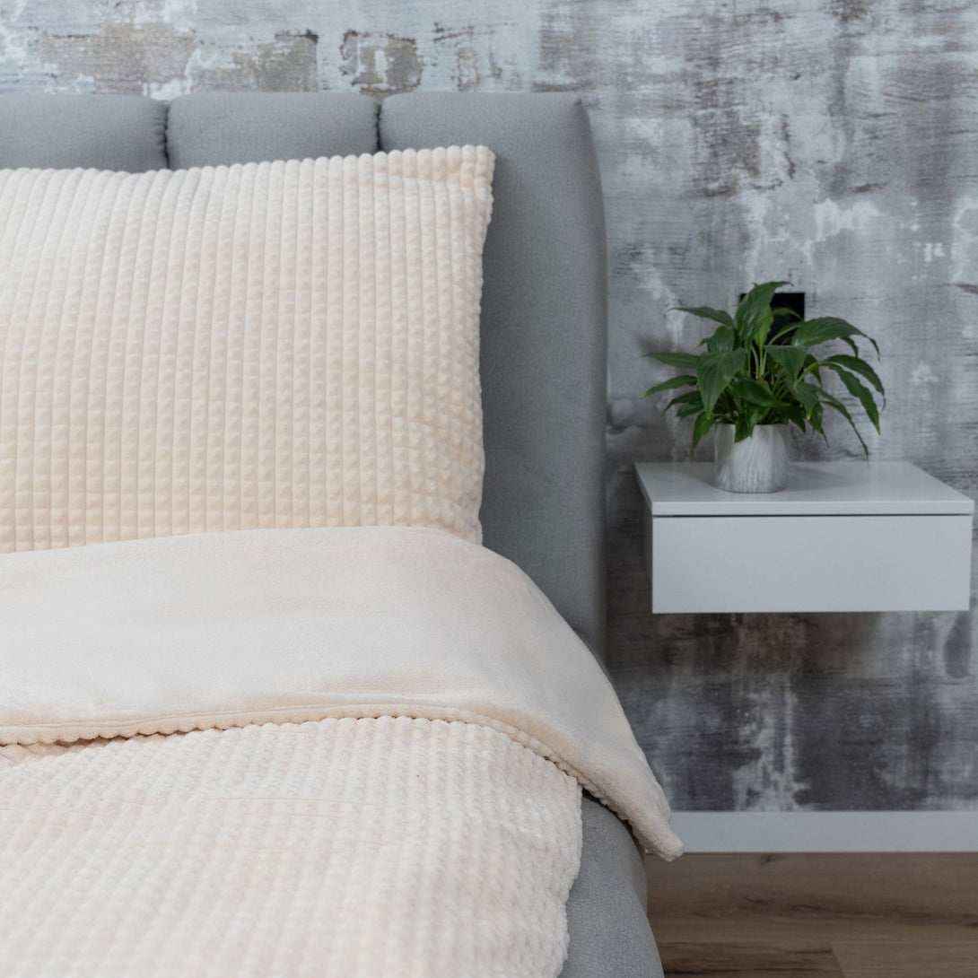 One Home Winter Bettwäsche Karo Cord Optik Teddy Plüsch Nicki Warme Fleece Cashmere Touch