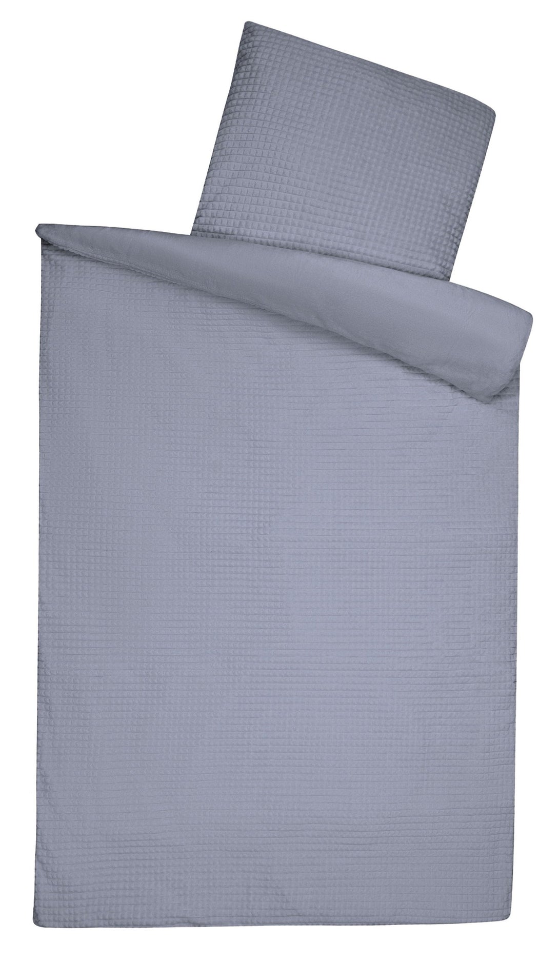 One Home Winter Bettwäsche Karo Cord Optik Teddy Plüsch Nicki Warme Fleece Cashmere Touch Grau 135x200 cm