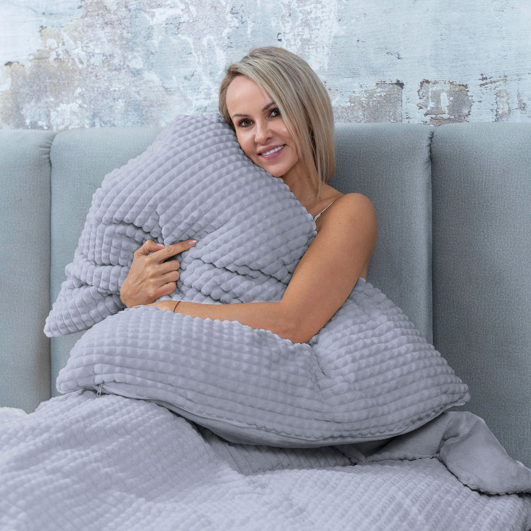 One Home Winter Bettwäsche Karo Cord Optik Teddy Plüsch Nicki Warme Fleece Cashmere Touch