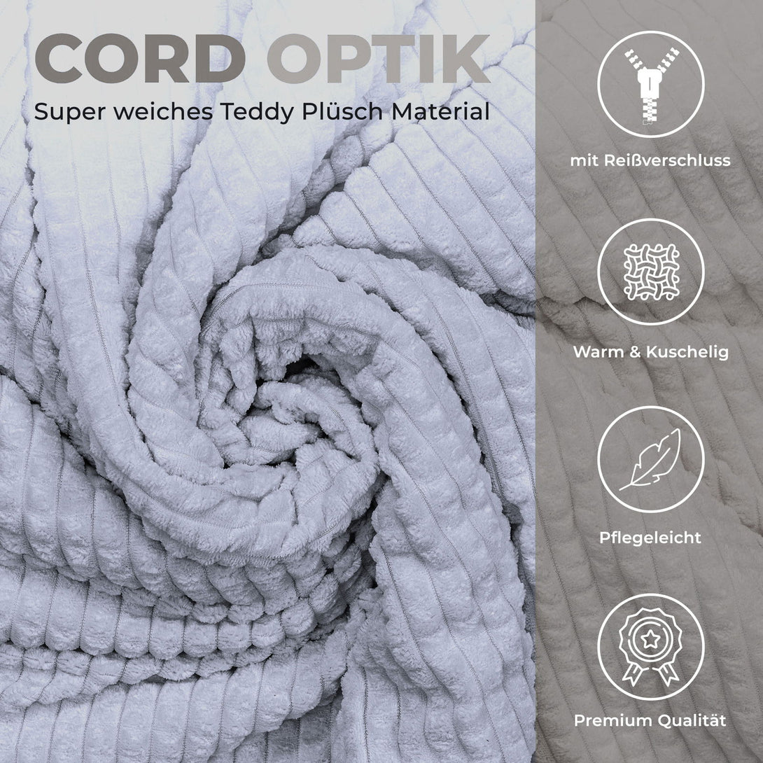 One Home Winter Bettwäsche Karo Cord Optik Teddy Plüsch Nicki Warme Fleece Cashmere Touch