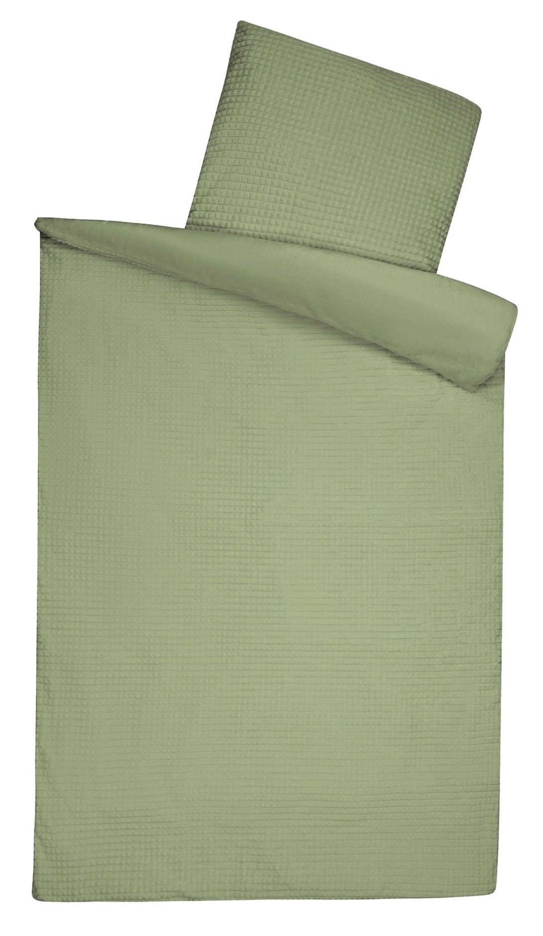 One Home Winter Bettwäsche Karo Cord Optik Teddy Plüsch Nicki Warme Fleece Cashmere Touch Mint Grün 135x200 cm