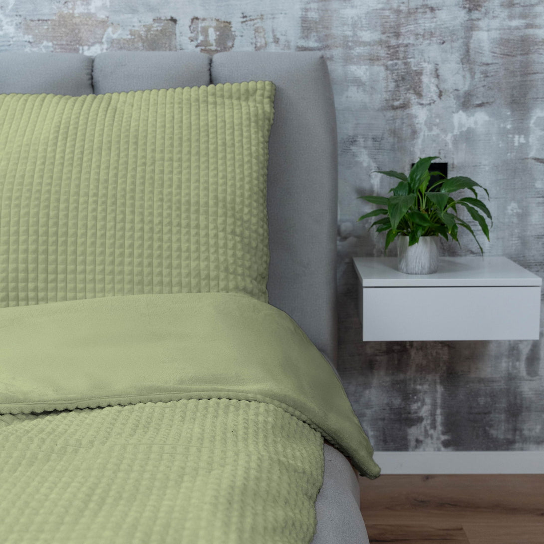 One Home Winter Bettwäsche Karo Cord Optik Teddy Plüsch Nicki Warme Fleece Cashmere Touch
