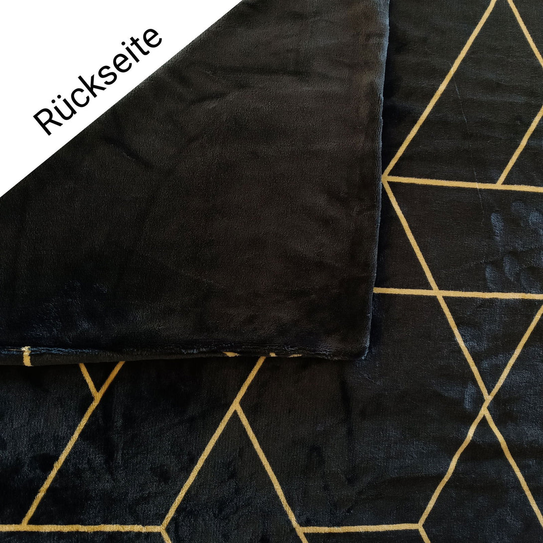 One Home Winter Bettwäsche Teddy Plüsch geometrisch schwarz gold modern Flauschig Warm