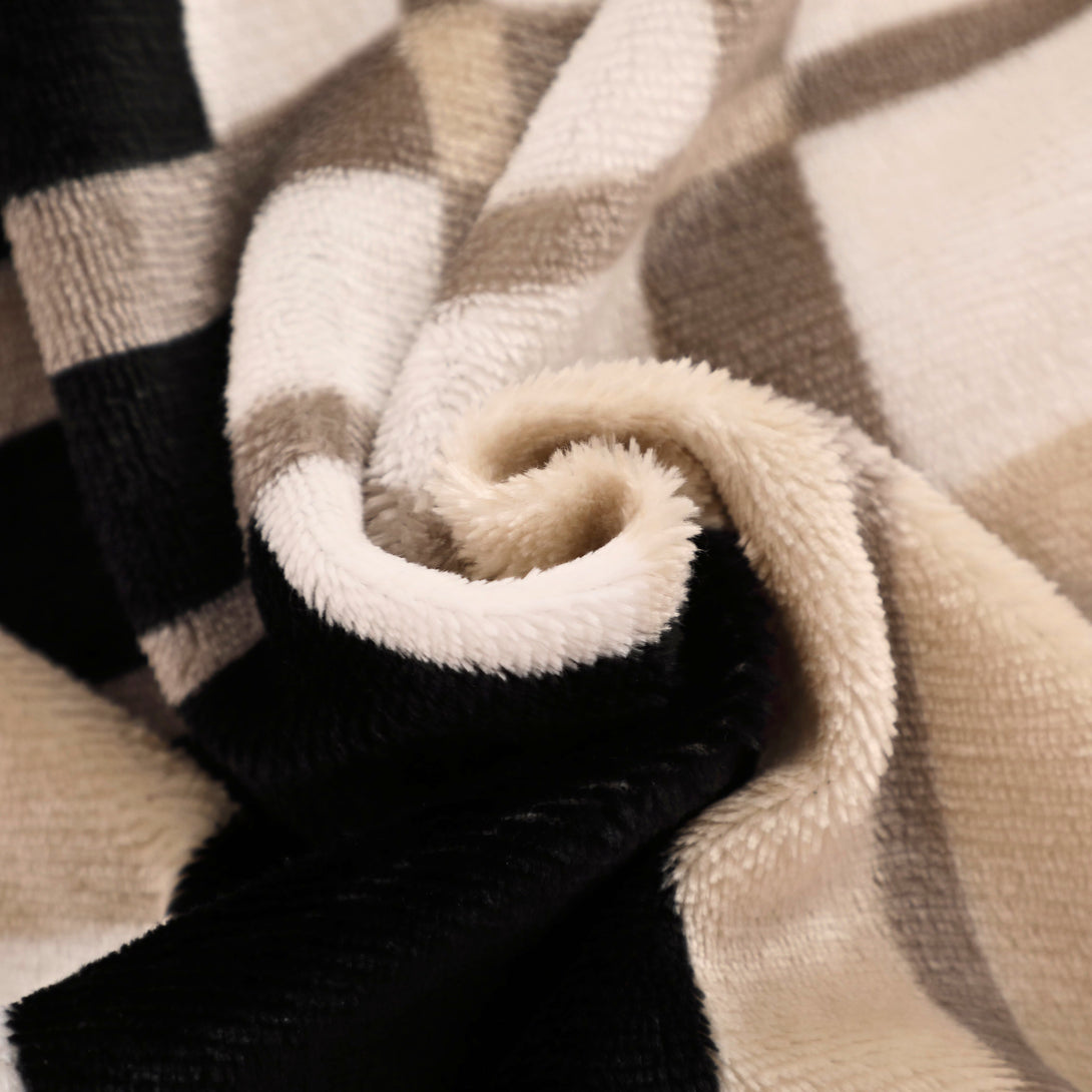 One Home Winter Bettwäsche Teddy Plüsch gestreift modern Kuschelig Flauschig Warm Weich
