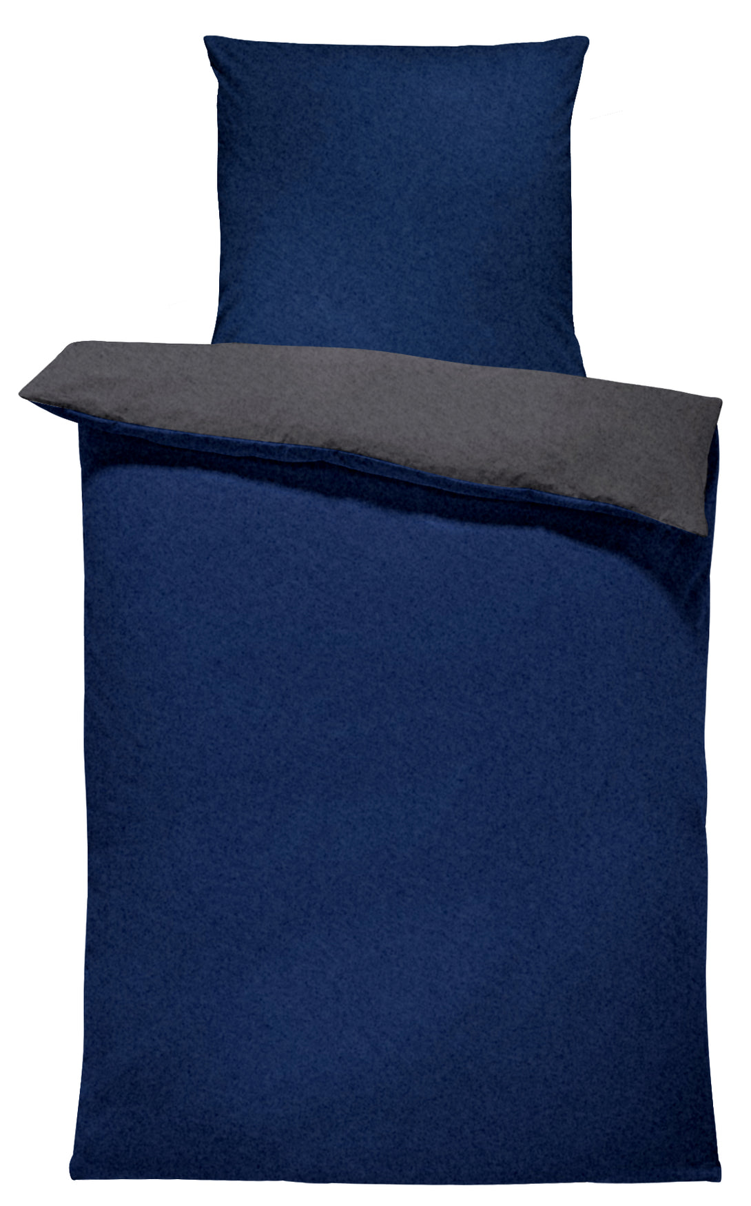 One Home Winter Bettwäsche Doubleface Uni Wende kuschelig flauschig warm weich Fleece dunkelblau anthrazit 135x200 cm